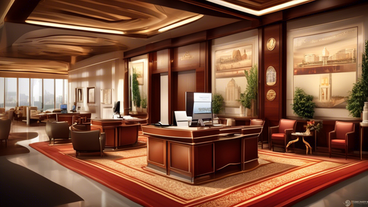 Artistic rendition of the luxurious Emirates Airlines office in Colombo, showcasing a modern and elegant design with highlights of cultural heritage.