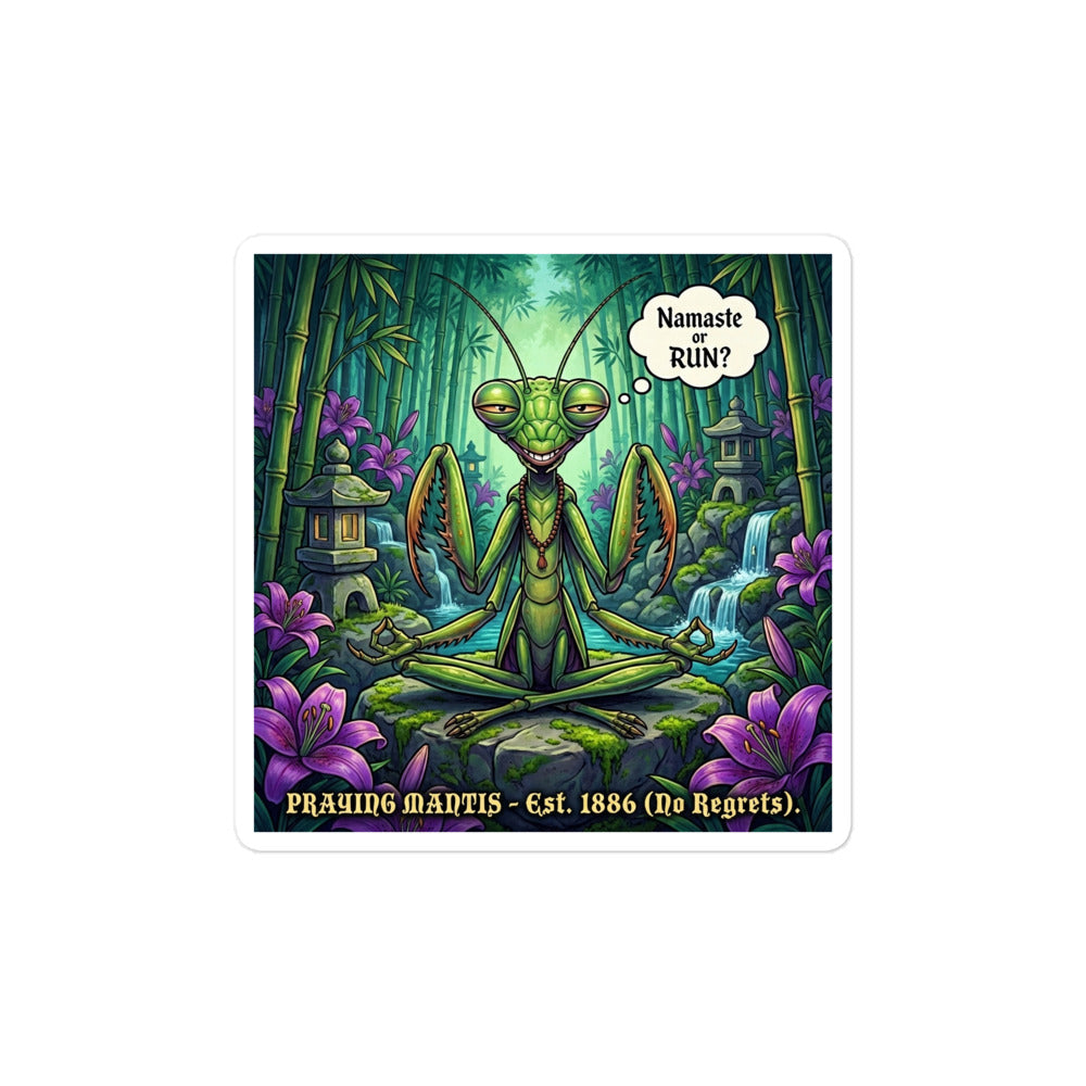 Praying Mantis vinyl sticker detail view