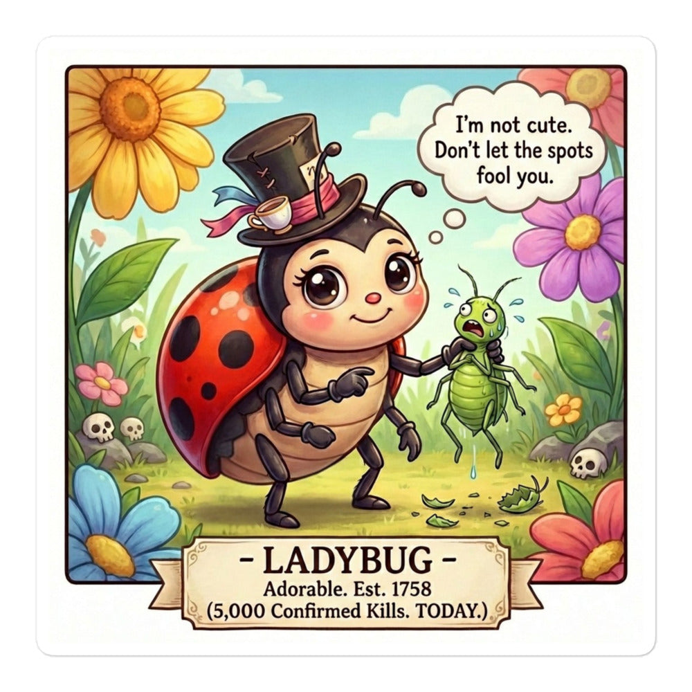 Ladybug vinyl sticker detail view