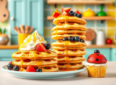 Whimsical Waffles: Honey-Drizzled Delights!