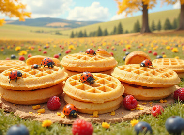 Waffle Wonderland: Sweet Honeycomb & Berry Beetle Bliss!
