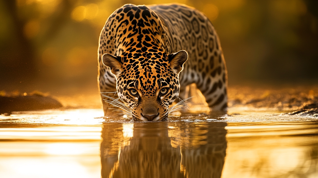 DALL-E prompt:

A split-screen image showing a lush, green rainforest on one side and a barren, deforested area on the other, with a majestic jaguar walking across the divide, symbolizing the restorat