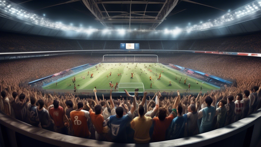 Create a hyper-realistic image capturing the intense atmosphere of a sports arena during the championship final. Fans are on the edge of their seats, flags are waving, and the players are in the midst