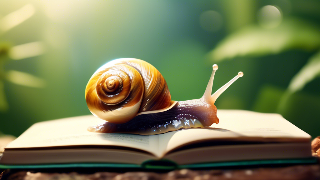 A photorealistic close-up of a snail wearing an elegant pearl necklace, with a soft-focus forest background.