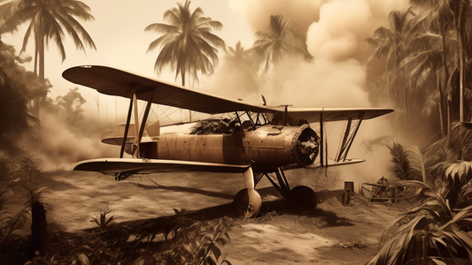 DALL-E prompt:

A somber, sepia-toned illustration depicting an early 20th-century biplane crashing in a Brazilian rainforest, with smoke rising from the wreckage and palm trees in the background, sym