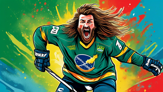 A hockey player named Jack with a wild, unkempt mullet, maniacally celebrating a goal.