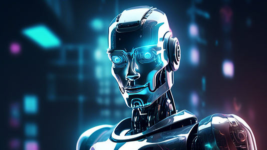 Create a digital artwork showing a futuristic A.I. robot using a holographic interface to expertly adjust and edit photos in Adobe Lightroom, with before and after images floating in the air, showcasing the dramatic improvements made by the A.I.