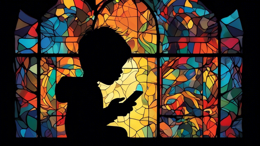 A child's silhouette holding a smartphone with a dark figure emerging from the screen.