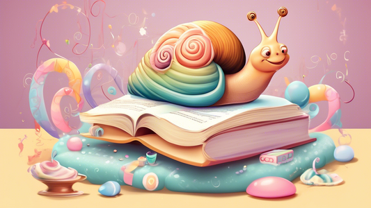 A whimsical birthday party with a giant snail cake and decorations covered in swirls and pastel colors