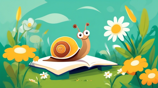 A snail smelling a daisy in a garden