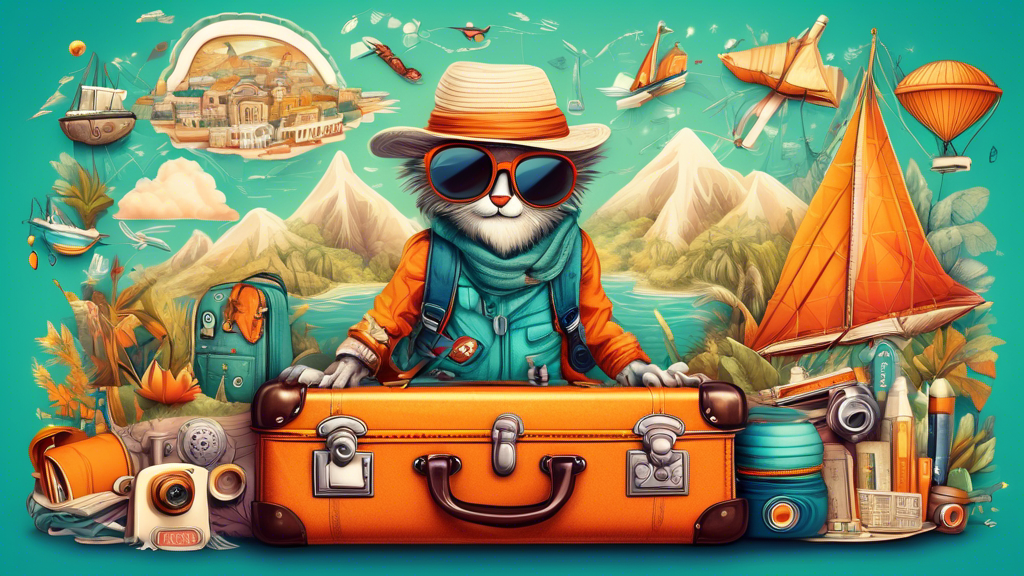 An intricately detailed, whimsical illustration showcasing a traveler equipped with the latest, most innovative travel accessories on a beautifully vibrant background, emphasizing a sense of adventure and readiness for exploration.