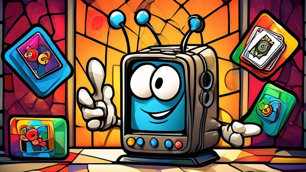 A friendly cartoon character with a speaker, a streaming video camera, and a hand of UNO cards.