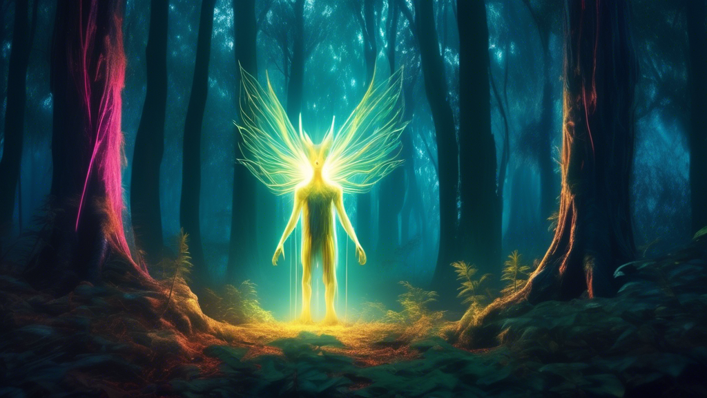 An ethereal and unique creature standing alone in a vibrant, magical forest, illuminated by a beam of sunlight, symbolizing 'The Only 1.'