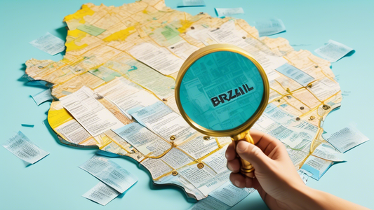 A hand holding a magnifying glass over a map of Brazil with a stack of resumes and a contract labeled Employer of Record on top.  A golden key floats above, representing the undervalued importance.