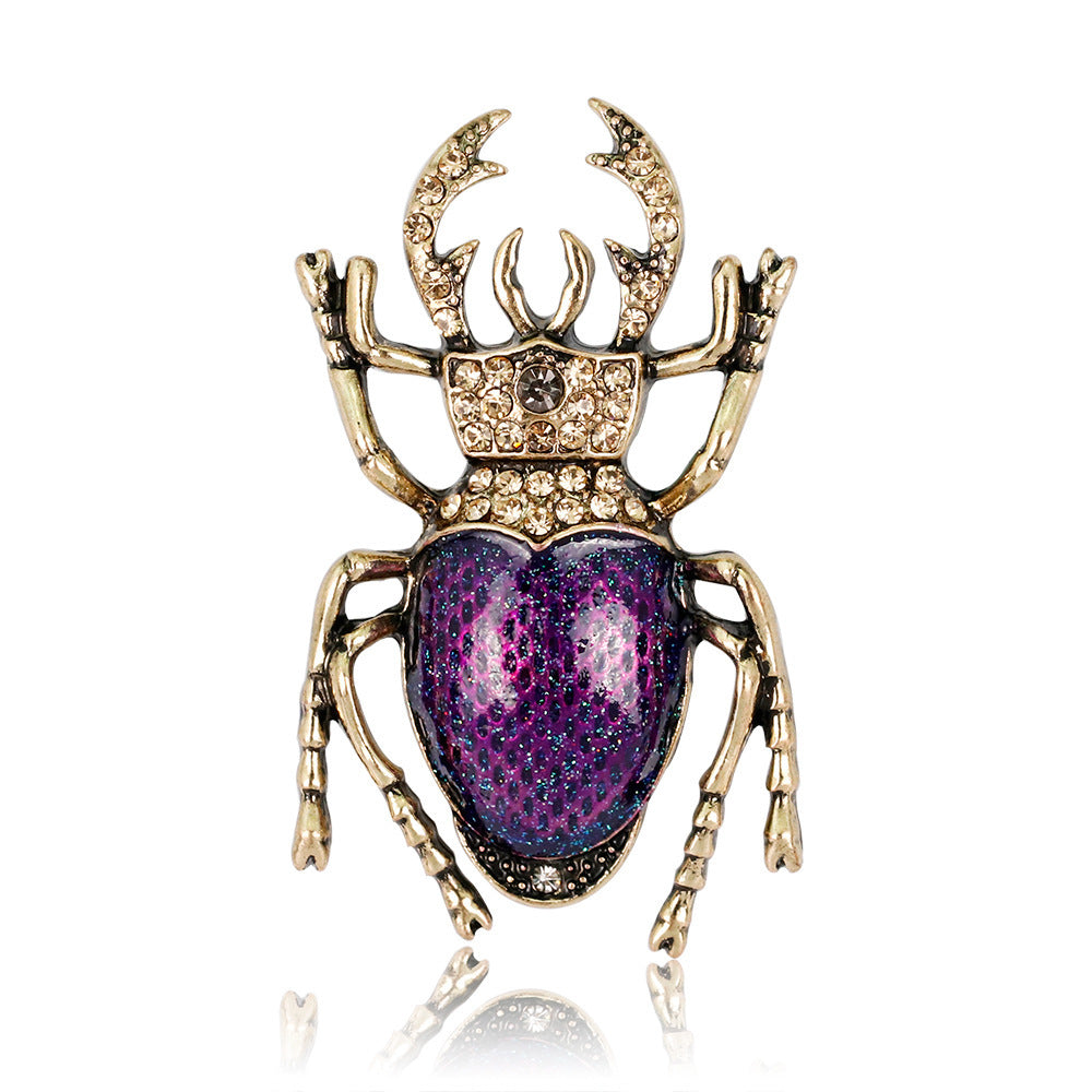 Glam Stag Beetle Brooch: Sparkling Statement for the Bold & Stylish! - Bug Zoo Store