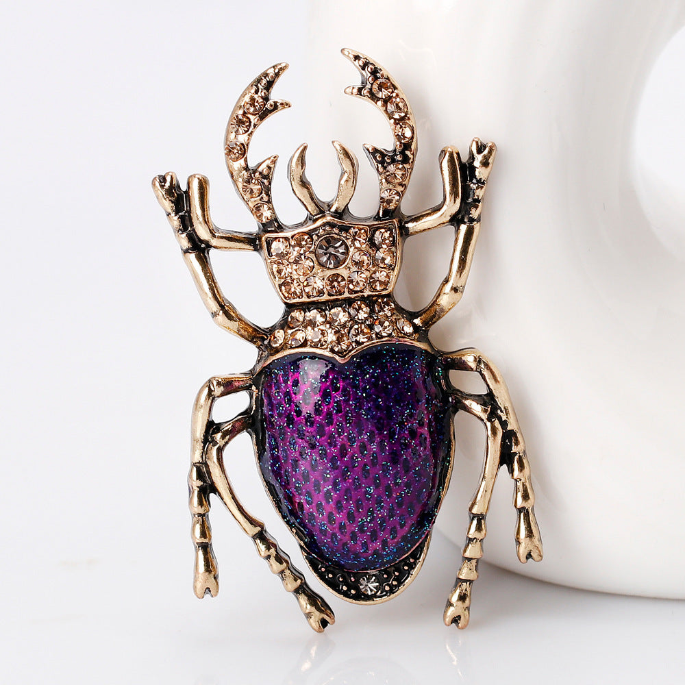 Glam Stag Beetle Brooch: Sparkling Statement for the Bold & Stylish! - Bug Zoo Store