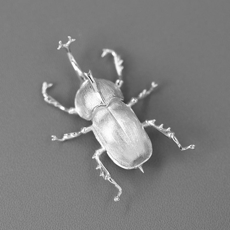 Atlas Beetle Brooch – with Regal Elegance - Gold or Silver (Sterling Silver S925)