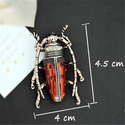 Vintage Longhorn Beetle Brooch: Elegant Oil-Drop Insect Pin for Fashion Flair - Bug Zoo Store