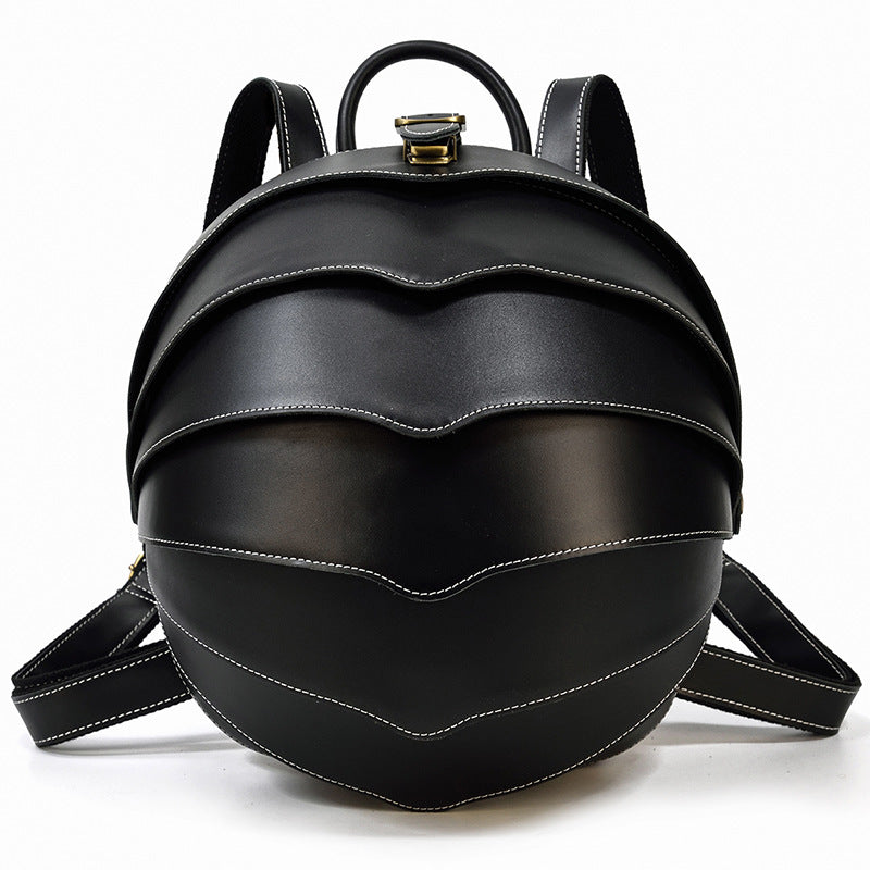 Beetle-Back: Vintage Leather Backpack with Creative Charm