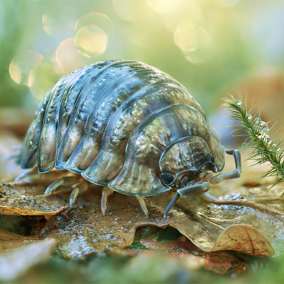 Pill bug on leaf litter