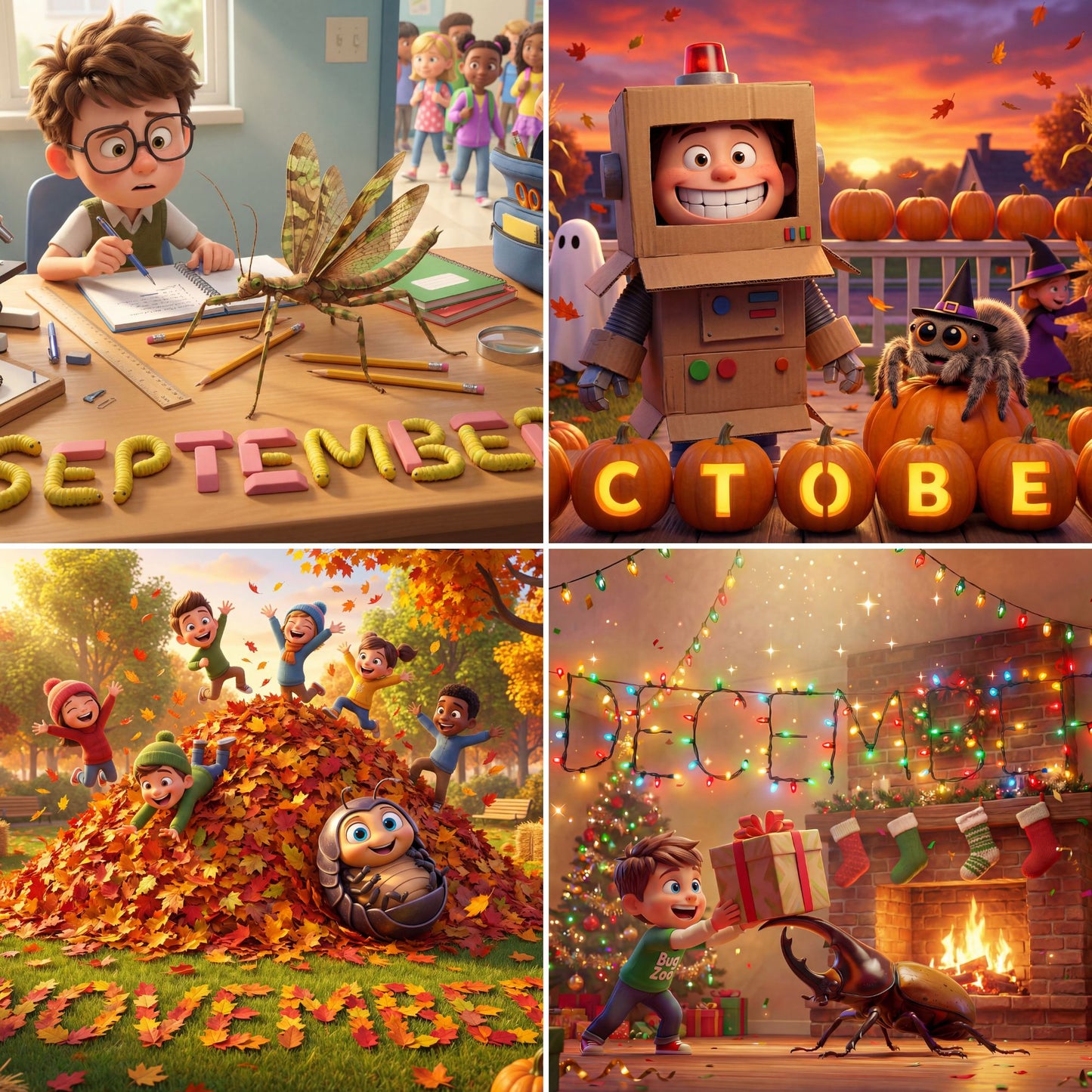 Bug Zoo™ Tiny Heroes Kids Calendar 2026 — Printable PDF