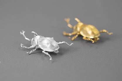 Atlas Beetle Brooch – with Regal Elegance - Gold or Silver (Sterling Silver S925)