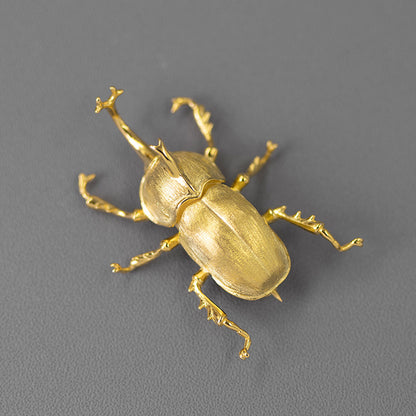 Atlas Beetle Brooch – with Regal Elegance - Gold or Silver (Sterling Silver S925)