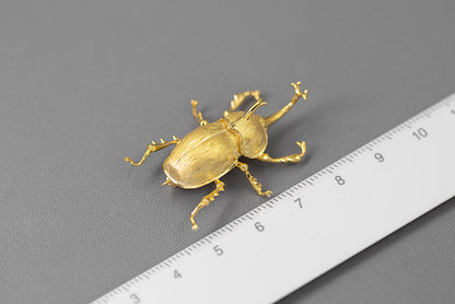 Atlas Beetle Brooch – with Regal Elegance - Gold or Silver (Sterling Silver S925)