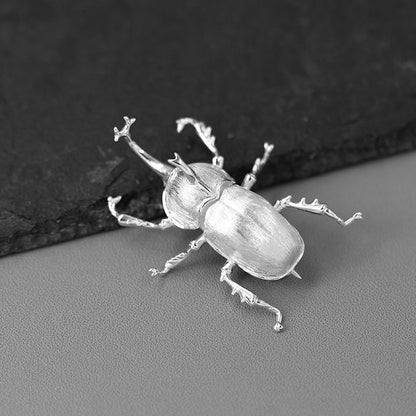 Atlas Beetle Brooch – with Regal Elegance - Gold or Silver (Sterling Silver S925)