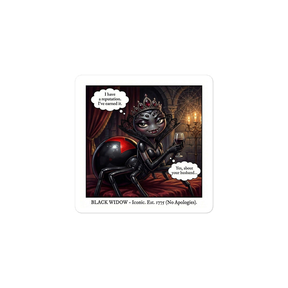 Black Widow vinyl sticker detail view