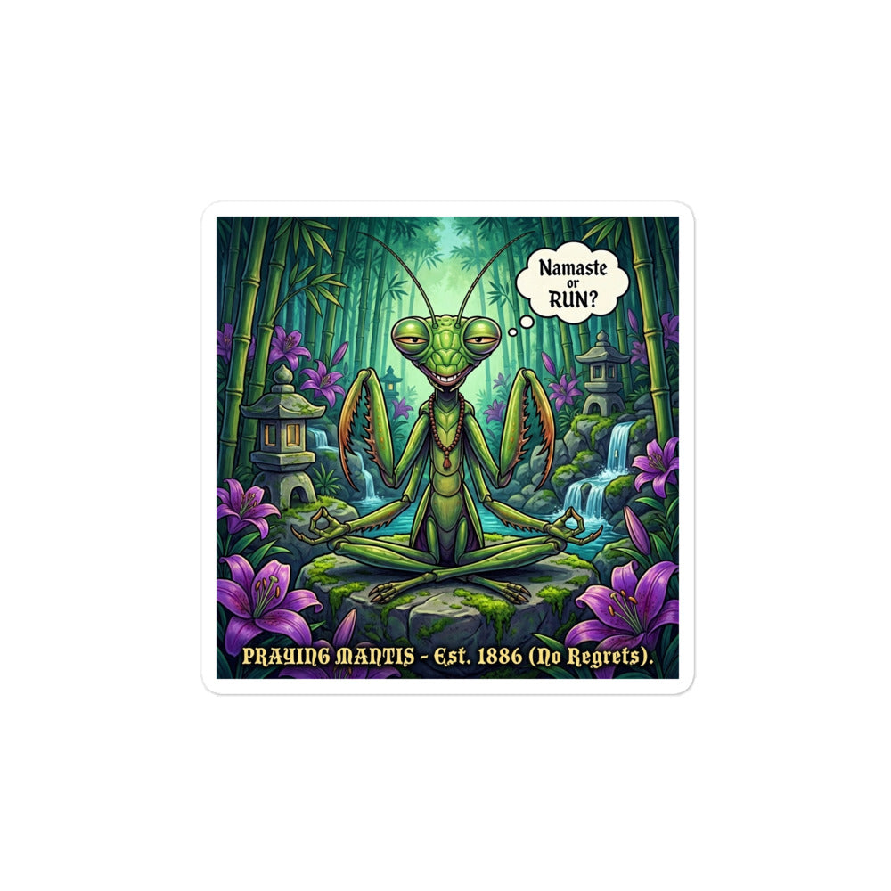 Praying Mantis vinyl sticker detail view