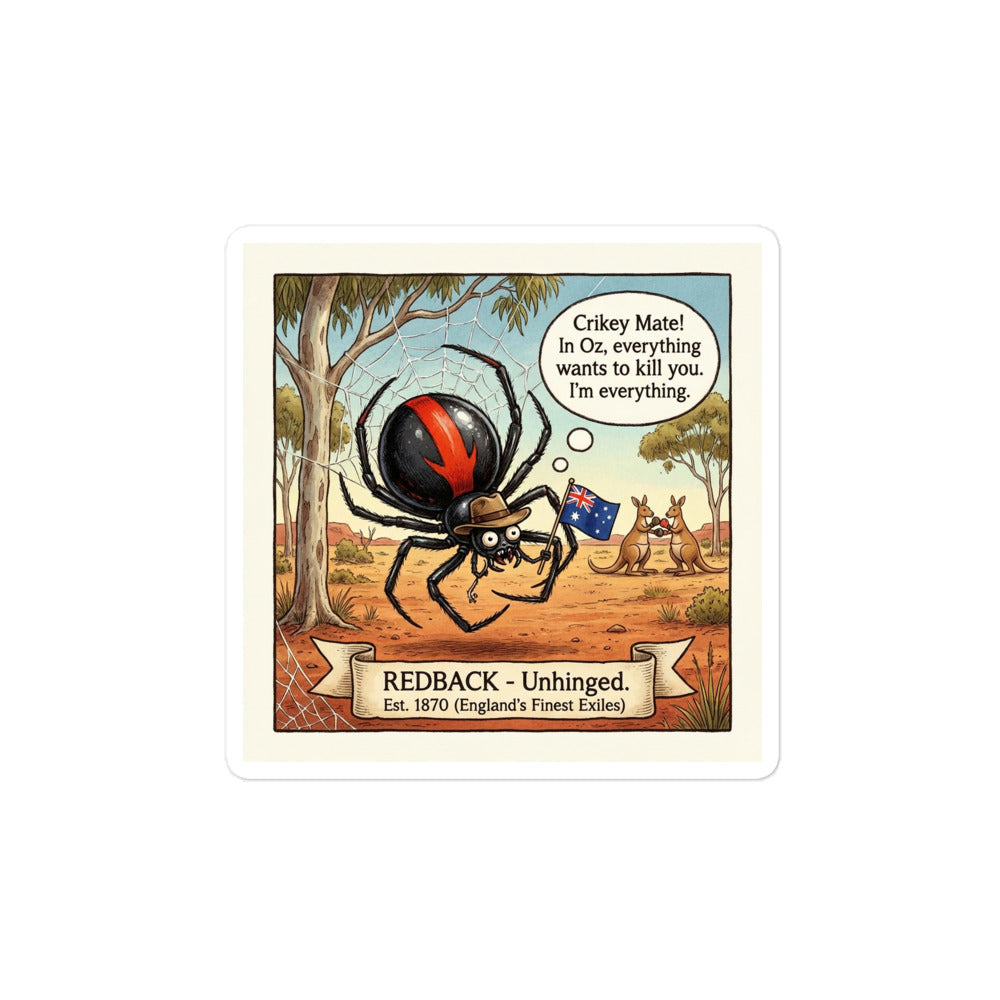 Australian Redback Spider vinyl sticker detail view