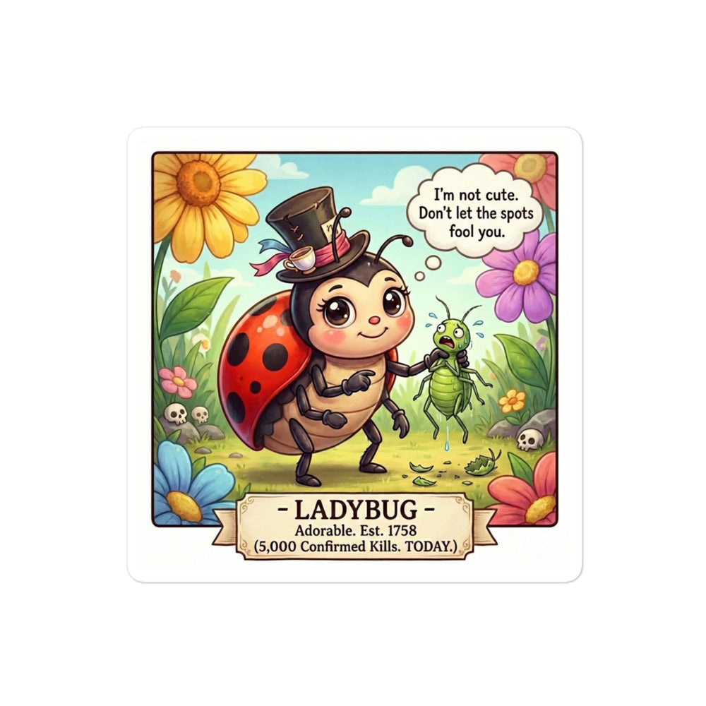 Ladybug vinyl sticker detail view