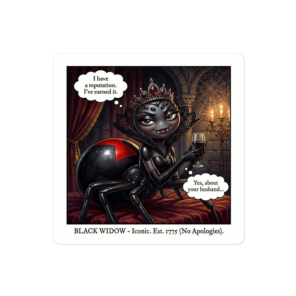 Black Widow vinyl sticker detail view